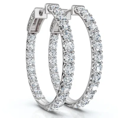 Pompeii3 3ct Diamond Hoops Women's Lab Grown Earrings 10k White Gold 1 1/4" Tall In Multi