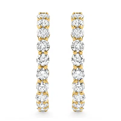 Pompeii3 3ct Diamond Lab Grown Inside Outside Hoops 14k Gold Eearrings 1" Tall