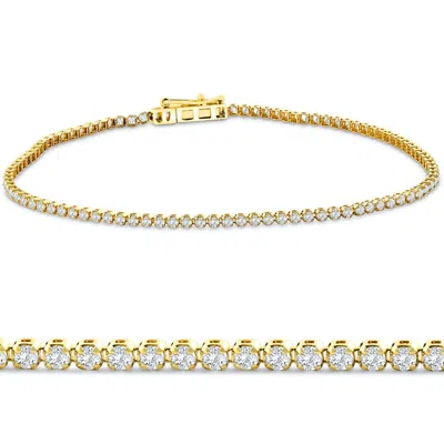 Pompeii3 3ct Diamond Lightweight 7" Tennis Bracelet 14k Gold Lab Grown In Multi