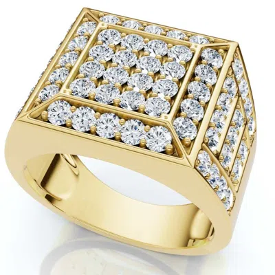 Pompeii3 3ct Diamond Men's Cluster Anniversary Wedding Ring In 10k Yellow Gold In Pink