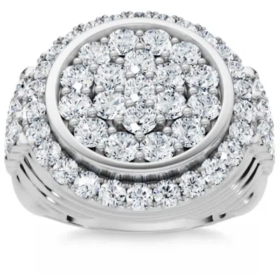 Pompeii3 3ct Diamond Ring Mens Round Flashy Polished Wedding Band In White Or Yellow Gold In Silver