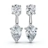 Pompeii3 3ct Diamond Studs & Earring Jackets 14k Gold Pear Shape Lab Grown Ef/vs In Silver