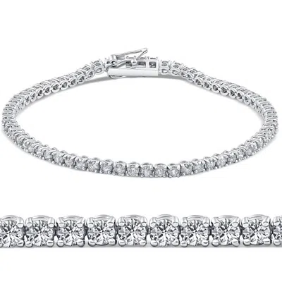 Pompeii3 3ct Diamond Tennis Bracelet 14k White Gold Round Brilliant Cut 7 Inches In Metallic