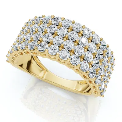 Pompeii3 3ct Diamond Wide Four Row Anniversary Ring Gold Lab Grown In Silver