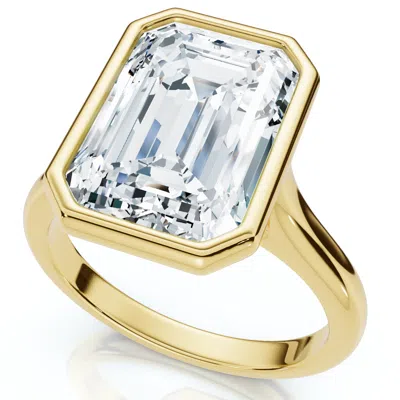 Pompeii3 3ct Emerald Cut Bezel Solitaire Diamond Engagement Ring 14k Gold Or Pt Lab Grown In Multi
