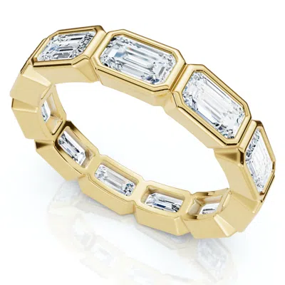 Pompeii3 3ct Emerald Cut Diamond East West Eternity Ring 14k Gold Or Platinum Lab Grown In Multi