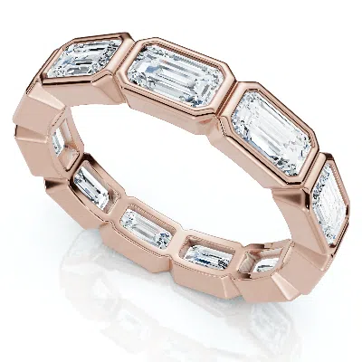 Pompeii3 3ct Emerald Cut Diamond East West Eternity Ring 14k Gold Or Platinum Lab Grown In Transparent