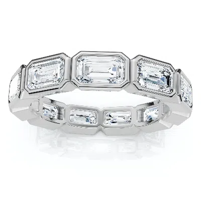 Pompeii3 3ct Emerald Cut Diamond East West Eternity Ring 14k Gold Or Platinum Lab Grown In Transparent