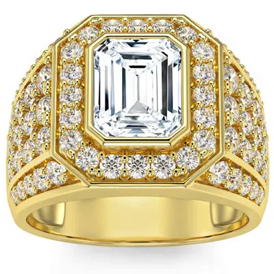 Pompeii3 3ct Emerald Cut Diamond Men's Ring In White, Yellow Or Rose Gold Lab Grown