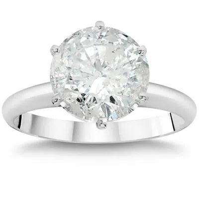 Pompeii3 3ct Enhanced Round Diamond Solitaire Engagement Ring 14k White Gold In Silver