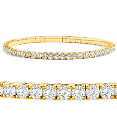 Pompeii3 3ct Flexible Round Cut Diamond Bangle Tennis Bracelet Lab Grown 14k Yellow Gold Size: 6.75