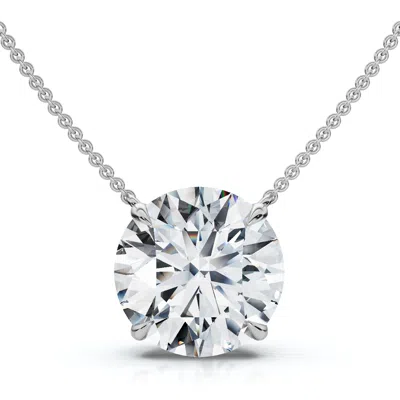 Pompeii3 3ct Floating Diamond Solitaire Pendant 14k Gold 18" Women's Necklace Lab Grown In White