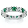 Pompeii3 3ct Green Emerald & Diamond Eternity Ring 14k Gold Or Platinum Lab Grown