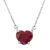 Pompeii3 3ct Heart Solitaire Ruby Pendant Necklace 14k Gold Lab Grown 18" In Burgundy