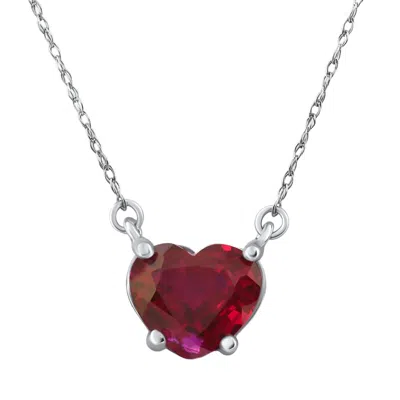 Pompeii3 3ct Heart Solitaire Ruby Pendant Necklace 14k Gold Lab Grown 18" In Burgundy
