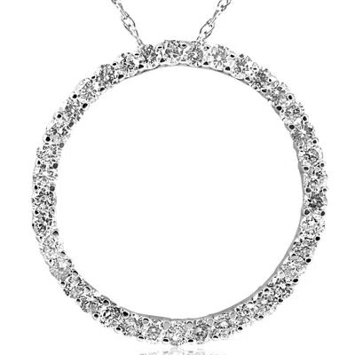 Pompeii3 3ct Large Real Diamond Circle Pendant 14k White Gold In Multi