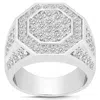 Pompeii3 3ct Men's Diamond Hexagon Cluster Ring 10k White Gold In Silver