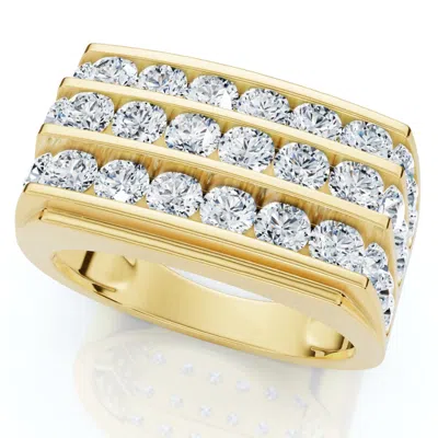 Pompeii3 3ct Men's Diamond Multi-row Ring 10k Yellow Gold