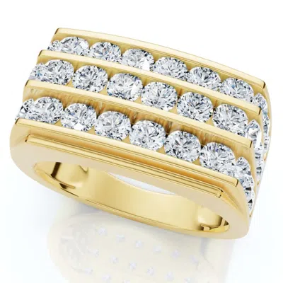 Pompeii3 3ct Men's Diamond Multi-row Ring 10k Yellow Gold