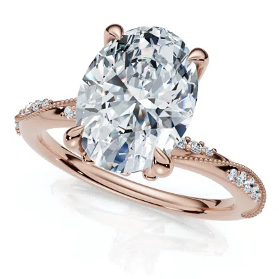 Pompeii3 3ct Oval Diamond Engagement Camellia Ring 14k Gold Lab Grown In Multi
