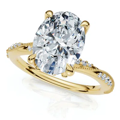 Pompeii3 3ct Oval Diamond Engagement Camellia Ring 14k Gold Lab Grown In Silver