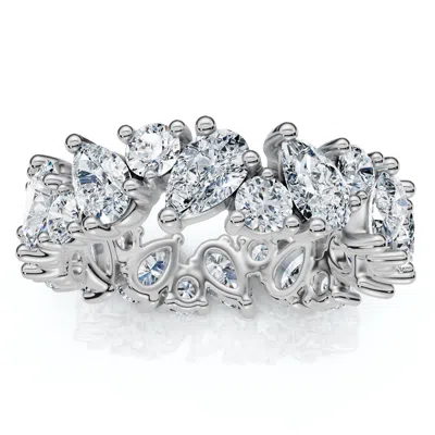 Pompeii3 3ct Pear & Round Diamond Eternity Ring 14k Gold Or Platinum Lab Grown In Multi