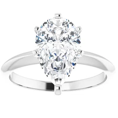 Pompeii3 3ct Pear Moissanite Solitaire Engagement Ring 14k White Yellow Or Rose Gold In Metallic