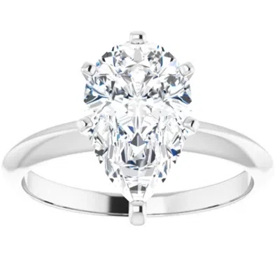 Pompeii3 3ct Pear Moissanite Solitaire Engagement Ring 14k White Yellow Or Rose Gold In Multi
