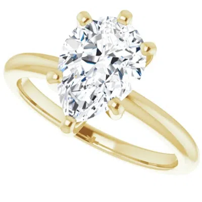 Pompeii3 3ct Pear Moissanite Solitaire Engagement Ring 14k White Yellow Or Rose Gold In Silver