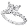 Pompeii3 3ct Princess Cut Diamond Engagement Ring 14k White Gold Lab Grown In Silver