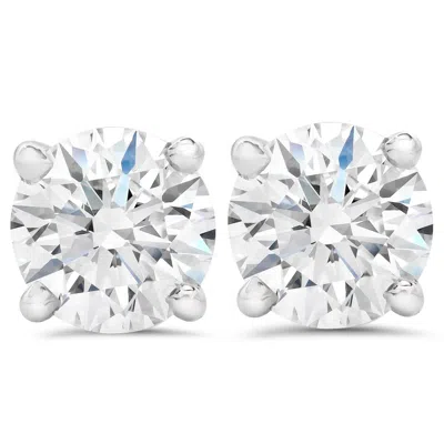 POMPEII3 3CT ROUND DIAMOND STUDS W/ SCREW BACK 14K WHITE GOLD