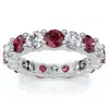 Pompeii3 3ct Ruby & Diamond Eternity Ring 14k Gold Or Platinum Lab Grown