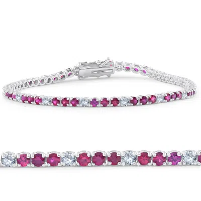 Pompeii3 3ct Ruby & Diamond Tennis Bracelet 14 Kt White Gold In Multi