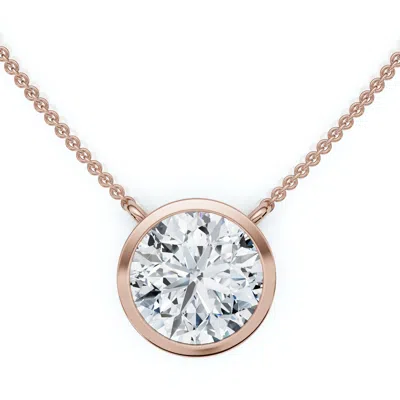 Pompeii3 3ct Solitaire Beezel Diamond Pendant Necklace 18" 14k Gold Lab Grown In Multi