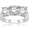 Pompeii3 3ct Three Stone Diamond Engagement Ring 14k White Gold In Silver