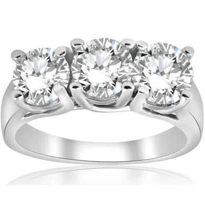 Pompeii3 3ct Three Stone Diamond Engagement Ring 14k White Gold In Silver