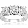 Pompeii3 3ct Three Stone Diamond Engagement Ring 14k White Gold Size Selectable In Pattern