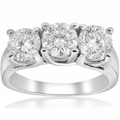 Pompeii3 3ct Three Stone Diamond Engagement Ring 14k White Gold Size Selectable In Pattern
