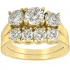 Pompeii3 3ct Three Stone Diamond Ring Set 14k Yellow Gold In Multi