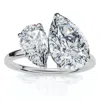 Pompeii3 3ct Toi Et Moi Pear Shape Diamond Ring 14k Gold Lab Grown In Gray