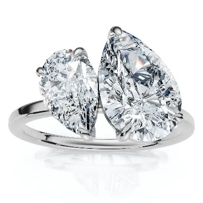 Pompeii3 3ct Toi Et Moi Pear Shape Diamond Ring 14k Gold Lab Grown In Metallic