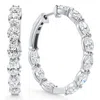 Pompeii3 3ct Tw Oval Diamond Inside Outside Hoops Vault Lock 14k White Gold Lab Grown In Metallic
