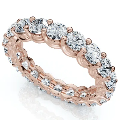 Pompeii3 3ct U Prong Diamond Eternity Wedding Ring 14k Gold Or Platinum Lab Grown Ef/vs In Pink
