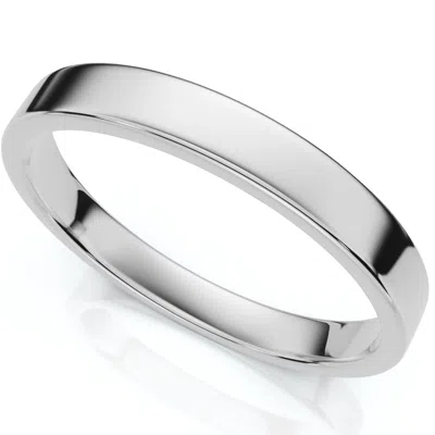 Pompeii3 3mm Flat High Polished Wedding Band 14k White Gold Size Selectable In Silver