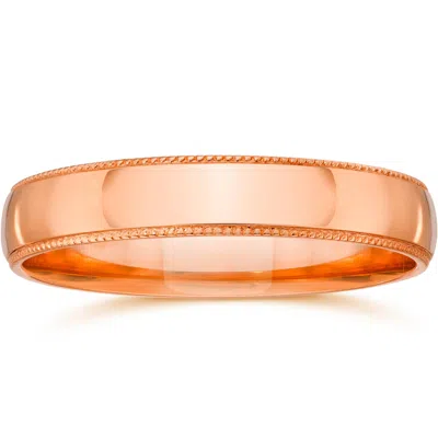 Pompeii3 3mm Milgrain 14k Rose Gold Polished Wedding Band Size Selectable In Multi
