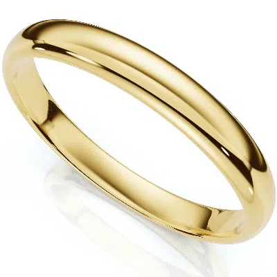 Pompeii3 3mm Wide High Polished Dome Wedding Band Solid 14k Yellow Gold Ring Size Selectable