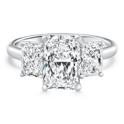 Pompeii3 4 - 7 Ct Radiant Cut 3-stone Diamond Engagement Ring 14k Or Platinum Lab Grown In Metallic