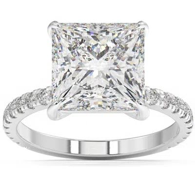 Pompeii3 4 1/2 Ct Princess Cut Diamond Engagement Ring Lab Grown In White Or Yellow Gold In Multi
