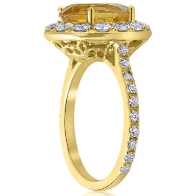 Pompeii3 4 1/2 Cttw Oval Citrine Diamond Halo Vintage Ring Engagement 14k Yellow Gold