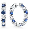 Pompeii3 4 1/2ct Blue Sapphire & Diamond Hoops White Or Yellow Gold Lab Grown 1" Tall